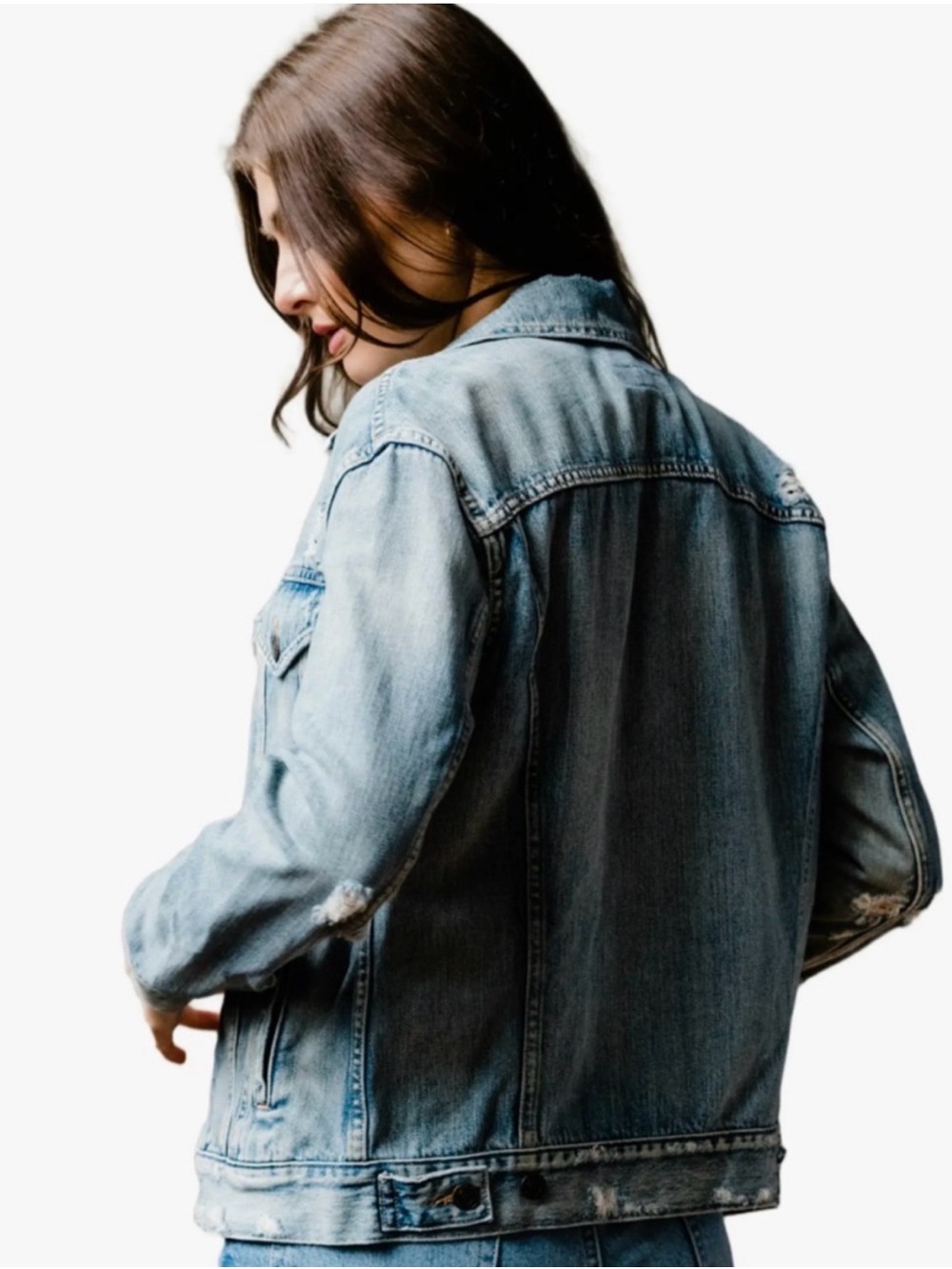 ABLE Light Blue Distressed Denim Jacket - Picture 5 of 7
